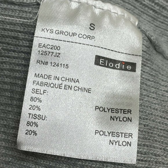 Elodie Long Sleeve Horn Button Sweater Cardigan Sz S Gray V-Neck Ribbed NWT - Picture 6 of 7